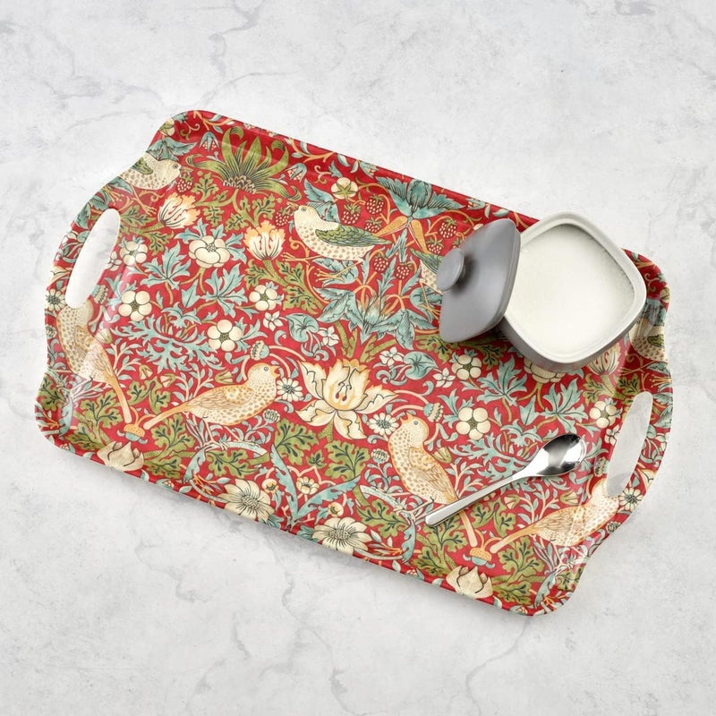 Pimpernel Morris & Co Strawberry Thief Red Melamine Tray with Handles - Elegant Serving Tray for Tea Parties, Decorative Table Display - Stylish Kitchen & Dining Organization, Ideal Gift for Her - Image 4